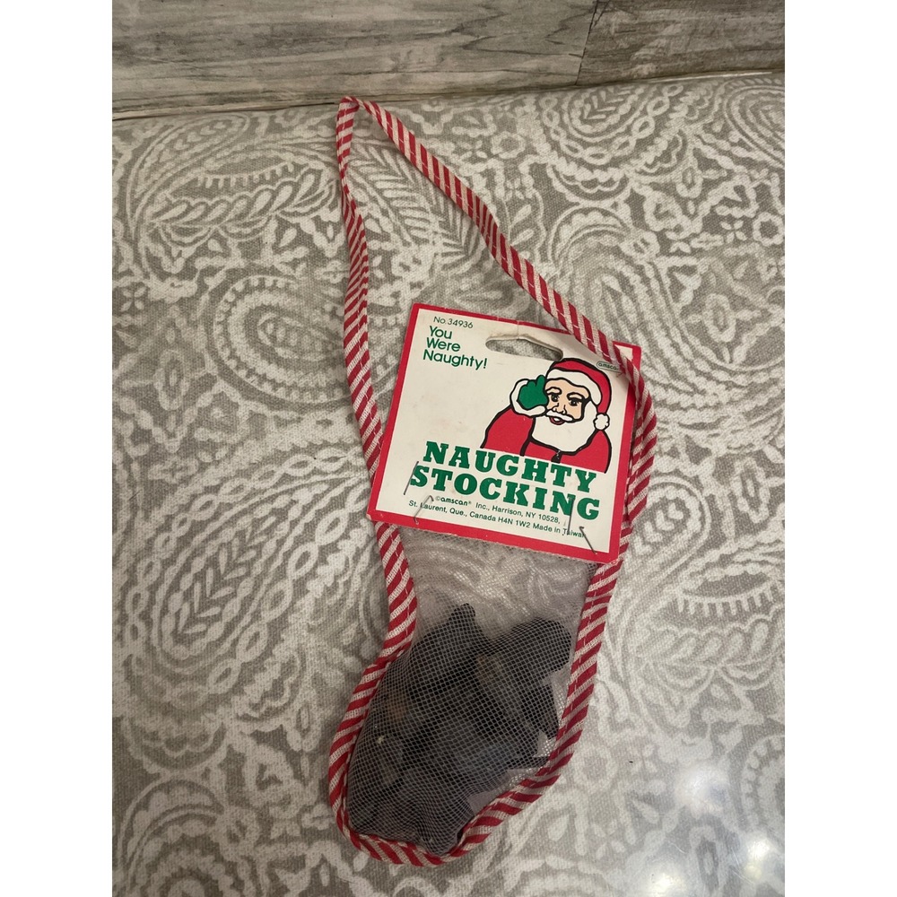 Vintage Amscan Naughty Stocking Coal Gag Gift Christmas White Elephant No 34936